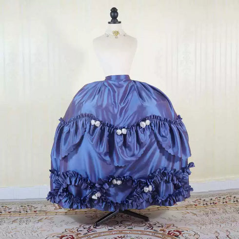 Royal Blue Rococo Marie Antoinette Dress with White Lace Accents - 18th Century Ball Gown - Plus Size